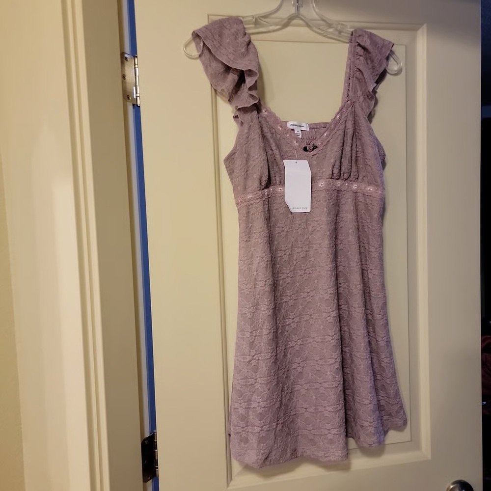 Lavender Sleeveless Dress with Ruffle Straps